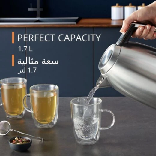 غلاية كهربائية كروبس إكسلنس 1.7 لتر، تشطيب معدني فضي، قدرة 2400 واط، قاعدة دوارة 360 درجة، إيقاف تلقائي - كروبس - Image 4
