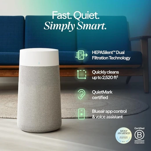 منقي هواء بلو إير Blue Max 3450i الذكي بتقنية Wi-Fi، متوافق مع أليكسا، تقنية HEPASilent، لتنقية غرف حتى 103 م²، إزالة الغبار وحبوب اللقاح والدخان والروائح - بلو إير - Image 5