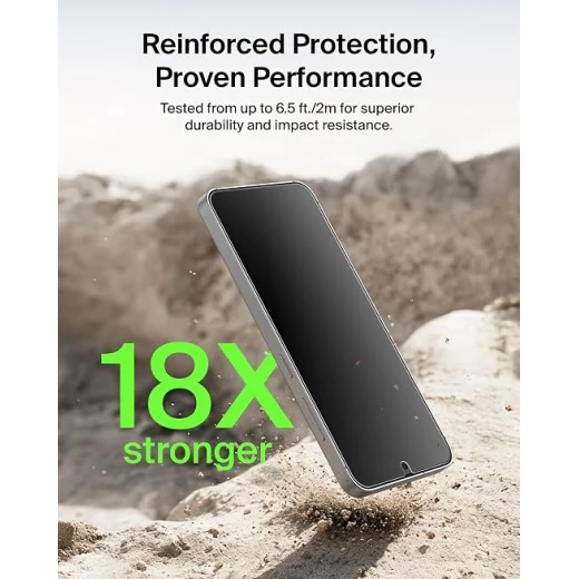 واقي شاشة بيلكن ScreenForce Titan SmartShield لهاتف سامسونج جالكسي S26، زجاج مضاد للانعكاس ومقاوم للخدوش والصدمات، صلابة 9H، مضاد للبصمات، حماية حتى 2 متر - بيلكين - Image 2