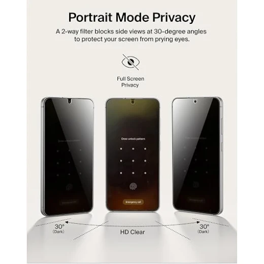 واقي شاشة خصوصية بيلكن ScreenForce Titan SmartShield لهاتف سامسونج جالكسي S26، خصوصية ثنائية الاتجاه، مقاوم للخدوش والصدمات، صلابة 9H، مضاد للبصمات، فائق النحافة - بيلكين - Image 5