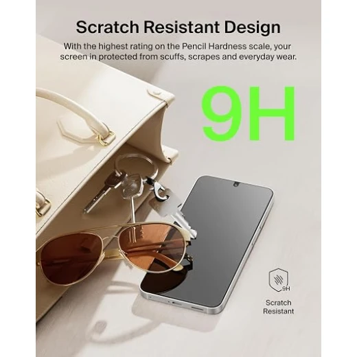 واقي شاشة خصوصية بيلكن ScreenForce Titan SmartShield لهاتف سامسونج جالكسي S26، خصوصية ثنائية الاتجاه، مقاوم للخدوش والصدمات، صلابة 9H، مضاد للبصمات، فائق النحافة - بيلكين - Image 6