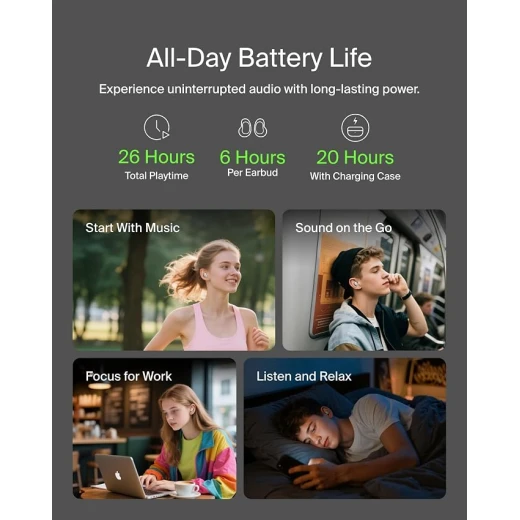 سماعات بيلكن ساوند فورم أني وير اللاسلكية للنوم، بلوتوث 6.0، بطارية 26 ساعة، تصميم مريح وخفيف، مقاومة للماء IPX4، للموسيقى والسفر والرياضة - بيلكين - Image 2
