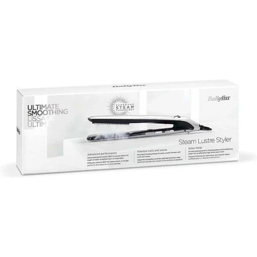 بيبي ليس Steam Lustre Professional ST595SDE مكواة شعر بالبخار، ألواح سيراميك عريضة 36 مم، بخار 4 جم، حرارة حتى 210°C، فضي - بيبي ليس - Image 2
