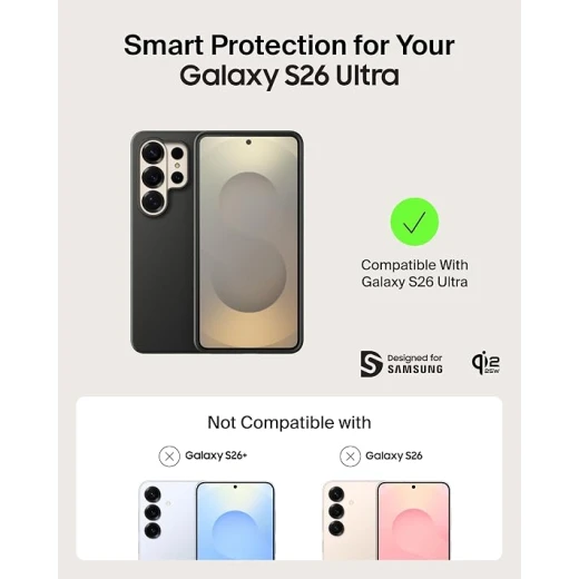 Belkin SheerForce Protect غطاء مغناطيسي لسامسونج جالكسي S26 ألترا، حماية عسكرية من السقوط حتى 4 متر، تصميم نحيف، شحن لاسلكي Qi2 بقدرة 25 واط، أسود - بيلكين - Image 2