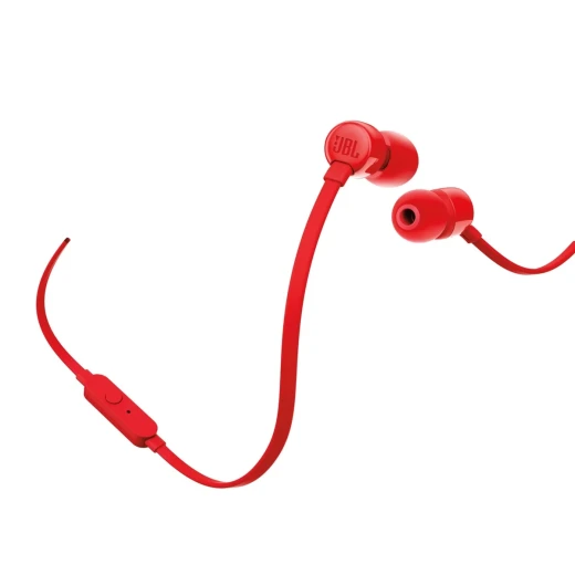 سماعات أذن سلكية داخل الأذن JBL Tune 110، صوت JBL Pure Bass، محركات 9 مم، ميكروفون مدمج، تحكم بزر واحد، أحمر - جي بي ال - Image 2