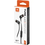 سماعات أذن سلكية داخل الأذن JBL Tune 110، صوت JBL Pure Bass، محركات 9 مم، ميكروفون مدمج، تحكم بزر واحد، أسود - جي بي ال