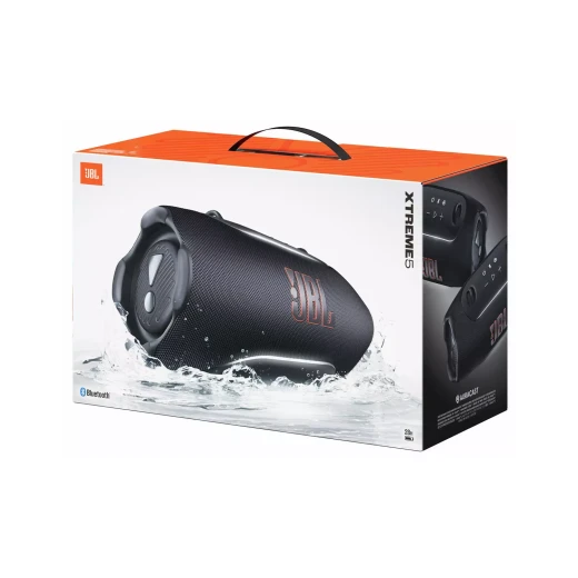 سماعة JBL Xtreme 5 محمولة بتقنية Bluetooth، صوت JBL القوي، إضاءة محيطية LED، بطارية حتى 24+ ساعة، مقاومة للماء والصدمات، بنك طاقة مدمج، أسود سماعة JBL Xtreme 5 محمولة بتقنية Bluetooth، صوت JBL القوي، إضاءة محيطية LED، بطارية حتى 24+ ساعة، مقاومة للماء والصدمات، بنك طاقة مدمج، أسود
