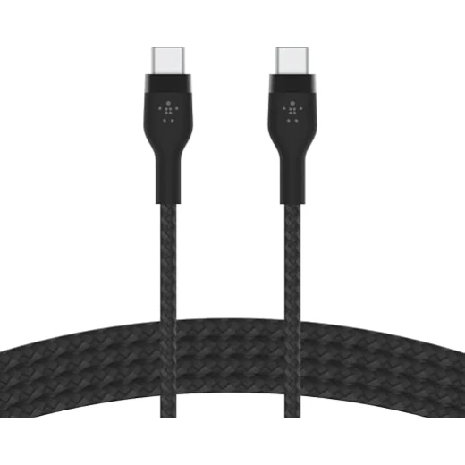 كابل شحن بيلكن فاست تشارج برو فليكس مضفر USB-C، يدعم Power Delivery، معتمد USB-IF، شحن سريع، بطول 1 متر، أسود