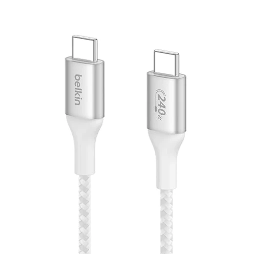 كابل شحن بيلكن BoostCharge من USB-C إلى USB-C، يدعم Power Delivery بقدرة 240 واط، معتمد USB-IF، شحن سريع، بطول 1 متر، أبيض كابل شحن بيلكن BoostCharge من USB-C إلى USB-C، يدعم Power Delivery بقدرة 240 واط، معتمد USB-IF، شحن سريع، بطول 1 متر، أبيض