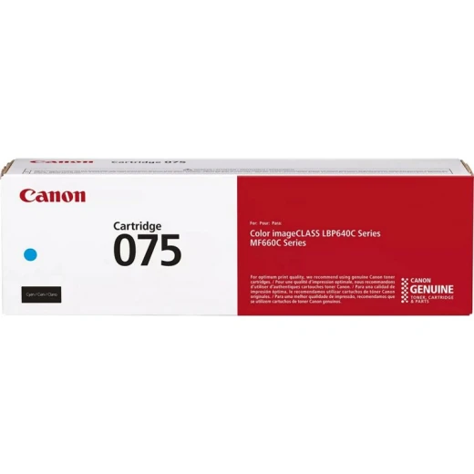 تونر كانون Canon 075 Cyan أصلي أزرق سماوي لطابعات الليزر، إنتاجية عالية تصل إلى 21,000 صفحة، ألوان زاهية ونتائج احترافية للطباعة المكتبية