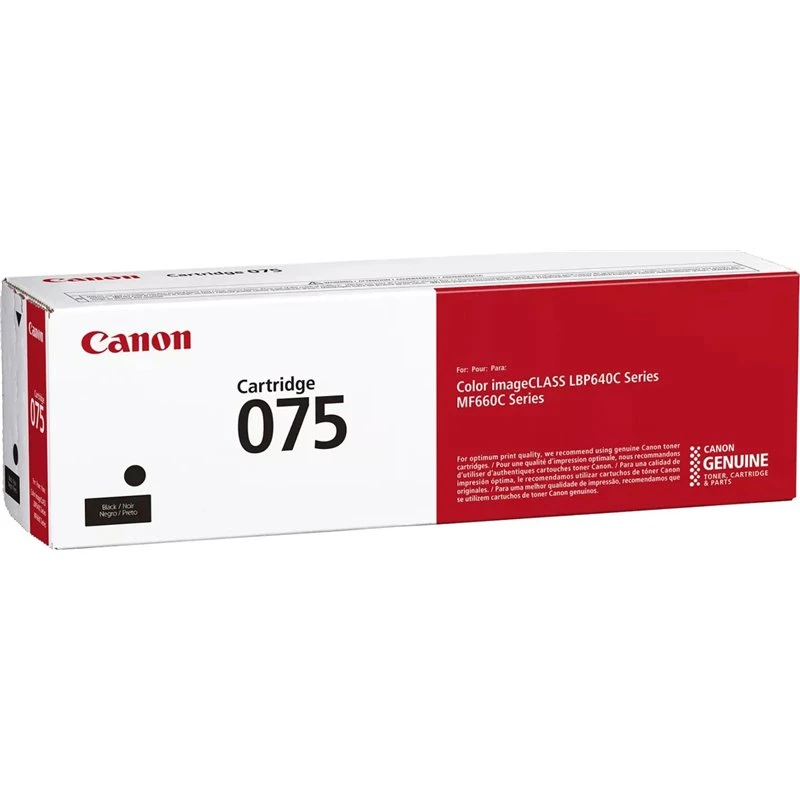 تونر Canon أصلي 075 أسود 6365C002، إنتاجية تصل إلى 1400 صفحة، جودة طباعة واضحة وثابتة، متوافق مع طابعات imageCLASS LBP674Cdw وLBP675Cdw وMF746Cdw وMF747Cdw - كانون