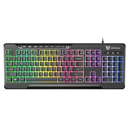 لوحة مفاتيح ألعاب ميكانيكية ONIKUMA G32 سلكية بإضاءة RGB ملونة قابلة للتخصيص، تصميم فائق النحافة، مفاتيح متينة، أداء سريع ودقيق، أسود لوحة مفاتيح ألعاب ميكانيكية ONIKUMA G32 سلكية بإضاءة RGB ملونة قابلة للتخصيص، تصميم فائق النحافة، مفاتيح متينة، أداء سريع ودقيق، أسود