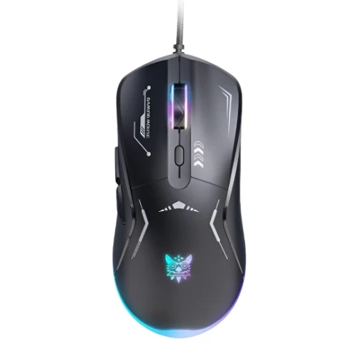 ماوس ألعاب سلكي أونيكوما CW917 بإضاءة RGB، دقة DPI قابلة للتعديل، كابل USB بطول 1.5 متر، تصميم مريح، تحكم دقيق، باللون الأسود