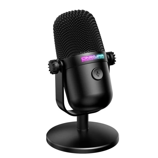 ميكروفون أونيكوما M830 مكثف للألعاب USB بإضاءة RGB ملونة وإلغاء الضوضاء، صغير الحجم وسهل التوصيل للبث والتسجيل – أسود - أونيكوما - Image 4