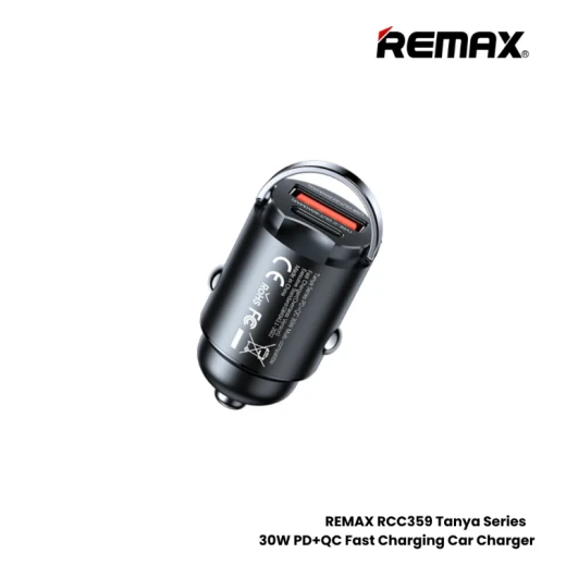 شاحن سيارة ريماكس RCC359 فائق الصغر 30 واط بمنفذي USB-C وUSB-A مع PD وQC وشحن سريع للسيارات وSUV والشاحنات شاحن سيارة ريماكس RCC359 فائق الصغر 30 واط بمنفذي USB-C وUSB-A مع PD وQC وشحن سريع للسيارات وSUV والشاحنات