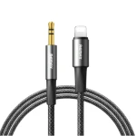 محول صوت ريماكس C25 من Lightning إلى 3.5mm Jack بطول 1.2 متر بتصميم مضفر وجودة صوت عالية للآيفون والآيباد باللون الأسود - ريماكس
