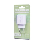 شاحن حائط ريماكس Kiddy Series RP-U120 بقدرة 20 واط USB وUSB-C للشحن السريع مع حماية من الحرارة والحمل الزائد وقابس EU أبيض - ريماكس