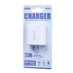 شاحن حائط ريماكس Kiddy Series RP-U122 بقدرة 33 واط USB وUSB-C للشحن السريع مع منفذين وتصميم مدمج وقابس EU أبيض - ريماكس