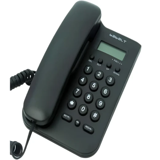 هاتف جول سلكي مكتبي وجداري KX-T219CID مع شاشة وهوية المتصل وتصميم أسود عملي للمنزل والمكتب
