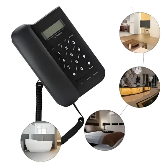 هاتف جول سلكي مكتبي وجداري KX-T219CID مع شاشة وهوية المتصل وتصميم أسود عملي للمنزل والمكتب - جول - Image 2