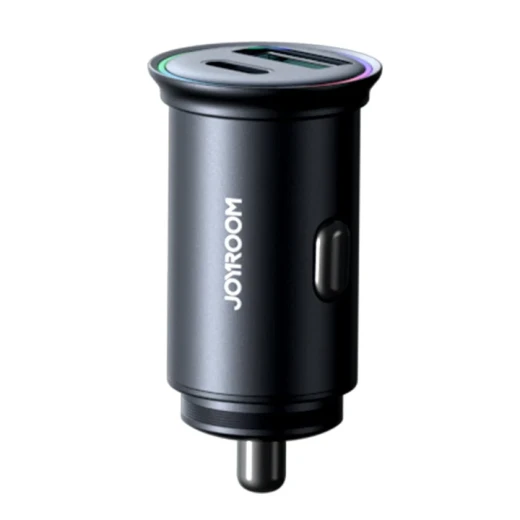 شاحن سيارة جوي روم JR-CCN04 بقدرة 60 واط مع منفذي USB-A وUSB-C، دعم PD 3.0 وQC 3.0 وPPS، تصميم ميني أسود