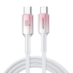 كابل جوي روم S-A42 Crystal-Clear بطول 1.2 متر USB-C إلى USB-C، شحن حتى 30 واط ونقل بيانات 480 ميجابت/ثانية، أبيض - جوي روم