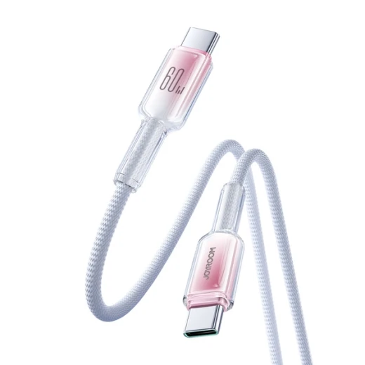 كابل جوي روم S-A42 Crystal-Clear بطول 1.2 متر USB-C إلى USB-C، شحن حتى 30 واط ونقل بيانات 480 ميجابت/ثانية، أبيض - جوي روم - Image 3