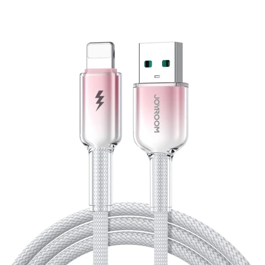 كابل جوي روم S-A42 Crystal-Clear بطول 1.2 متر USB-A إلى Lightning، شحن حتى 3A ونقل بيانات 480 ميجابت/ثانية، أبيض - جوي روم - Image 2