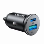 شاحن سيارة جوي روم JR-CCN05 ميني بقدرة 30 واط مع منافذ USB-A وUSB-C، دعم PD 3.0 وQC 3.0 وPPS، تصميم معدني أسود - جوي روم
