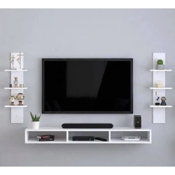 Modern Floating TV Console & Side Shelves Set