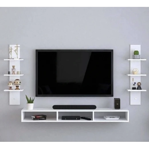 Modern Floating TV Console & Side Shelves Set