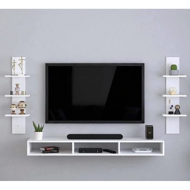 Modern Floating TV Console & Side Shelves Set