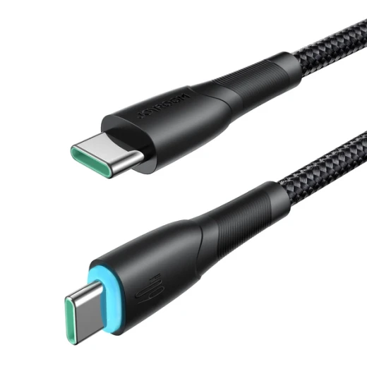 كابل Joyroom Starry Series SA32-CC3 USB-C إلى USB-C بطول 1 متر، شحن سريع 60W، نقل بيانات 480Mbps، نايلون مضفر، متين وآمن، أسود - جوي روم - Image 3