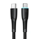 كابل Joyroom Starry Series SA32-CC3 USB-C إلى USB-C بطول 1 متر، شحن سريع 60W، نقل بيانات 480Mbps، نايلون مضفر، متين وآمن، أسود - جوي روم