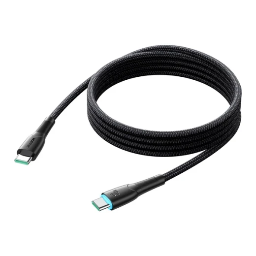 كابل Joyroom Starry Series SA32-CC3 USB-C إلى USB-C بطول 1 متر، شحن سريع 60W، نقل بيانات 480Mbps، نايلون مضفر، متين وآمن، أسود - جوي روم - Image 4