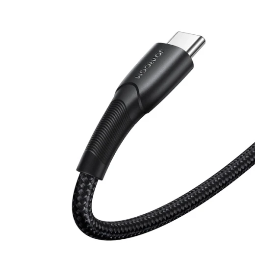 كابل Joyroom Starry Series SA32-CC3 USB-C إلى USB-C بطول 1 متر، شحن سريع 60W، نقل بيانات 480Mbps، نايلون مضفر، متين وآمن، أسود - جوي روم - Image 2