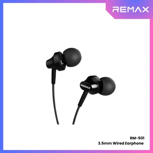 سماعات أذن سلكية REMAX RM-501 باللون الأسود، صوت واضح وعالي الجودة، تصميم خفيف ومريح، ملاءمة مريحة داخل الأذن، مناسبة للموسيقى والمكالمات والاستخدام اليومي - ريماكس - Image 3