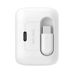 شاحن بلكن BoostCharge Pro مزدوج GaN بقوة 45 واط مع كابل USB-C قابل للسحب 0.8م ومنفذ USB-C إضافي، أبيض، شحن سريع - بيلكين