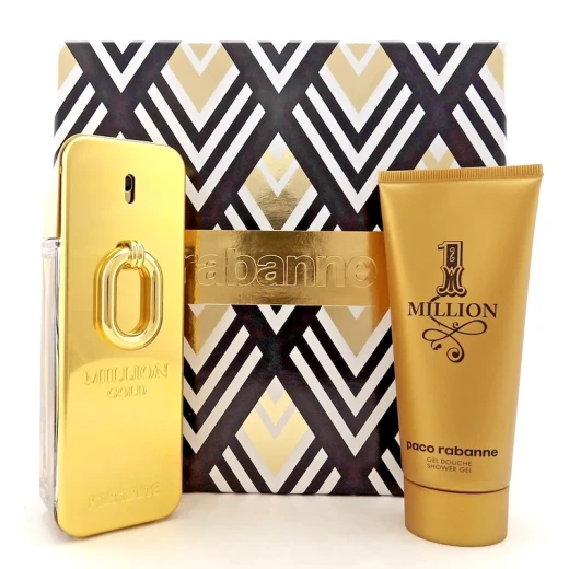 مليون جولد من رابان طقم هدايا للرجال 2 قطعة، عطر إيدو بارفان إنتنس 100 مل مع جل استحمام 100 مل، مجموعة أنيقة ومثالية للإهداء