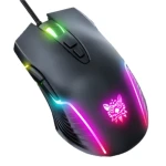 أونيكوما CW905 ماوس ألعاب سلكي USB بإضاءة RGB LED وحساس بصري دقيق وتصميم مريح وإعدادات DPI قابلة للتعديل لتجربة لعب سلسة ودقيقة باللون الأسود - أونيكوما
