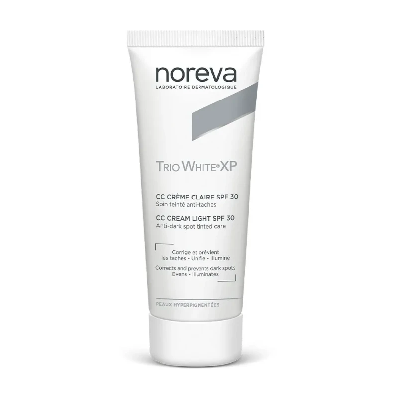 كريم Noreva Trio White XP CC للبشرة الفاتحة، 40 مل، تغطية وتصحيح مظهر البقع الداكنة وتفاوت لون البشرة، حماية من الأشعة فوق البنفسجية SPF30 - نوريفا