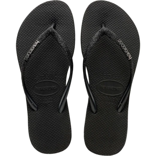 شبشب Havaianas Slim Sparkle II نسائي، مقاس 37/38، بتصميم لامع وأشرطة جليتر متدرجة، شعار معدني، نعل مطاطي مقاوم للانزلاق، خفيف ومريح ومقاوم للماء