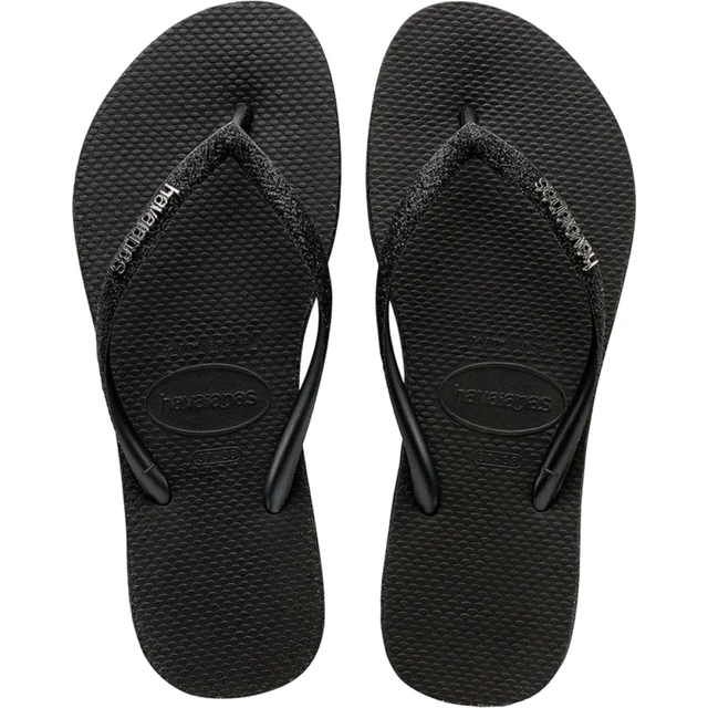 شبشب Havaianas Slim Sparkle II نسائي، مقاس 37/38، بتصميم لامع وأشرطة جليتر متدرجة، شعار معدني، نعل مطاطي مقاوم للانزلاق، خفيف ومريح ومقاوم للماء - هافياناس