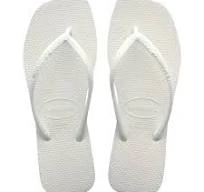 شبشب Havaianas Slim Square نسائي أبيض، مقاس 39/40، تصميم عصري بمقدمة مربعة وأشرطة رفيعة، خفيف ومريح، بنعل مقاوم للانزلاق، مثالي للصيف والشاطئ - هافياناس