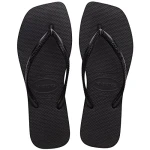 شبشب Havaianas Slim Square نسائي أسود، مقاس 35/36، تصميم عصري بمقدمة مربعة وأشرطة رفيعة، خفيف ومريح، بنعل مطاطي مقاوم للانزلاق، مثالي للصيف - هافياناس