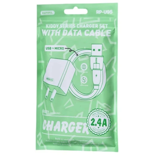 ريماكس شاحن كيدي سيريس RP-U95 بقوة 12 واط و 2.4 أمبير مع كابل مايكرو USB أبيض - ريماكس - Image 2