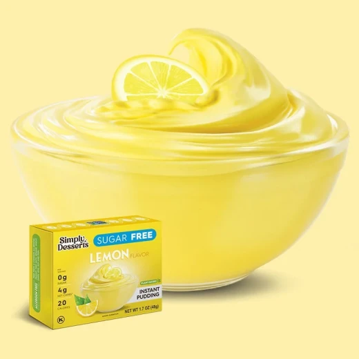 بودينغ الليمون Simply Desserts خالٍ من السكر والغلوتين، 48 جم، 4 جم صافي كربوهيدرات و25 سعرة حرارية، منخفض الكربوهيدرات ونباتي، مناسب لـNinja Creami بودينغ الليمون Simply Desserts خالٍ من السكر والغلوتين، 48 جم، 4 جم صافي كربوهيدرات و25 سعرة حرارية، منخفض الكربوهيدرات ونباتي، مناسب لـNinja Creami
