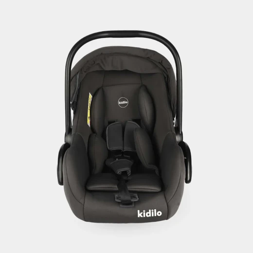 كرسي سيارة وحمالة أطفال Kidilo G303 باللون الأسود، مناسب من الولادة حتى 15 كغم، خفيف ومريح، مع وظيفة هزاز وحزام أمان ثلاثي النقاط