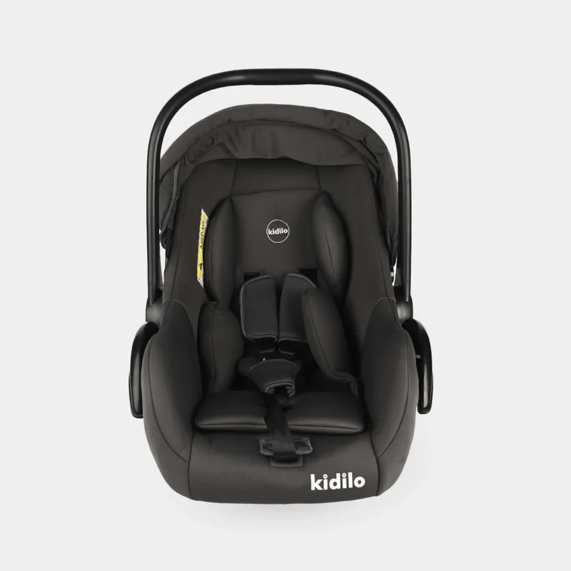 كرسي سيارة وحمالة أطفال Kidilo G303 باللون الأسود، مناسب من الولادة حتى 15 كغم، خفيف ومريح، مع وظيفة هزاز وحزام أمان ثلاثي النقاط - كيديلو