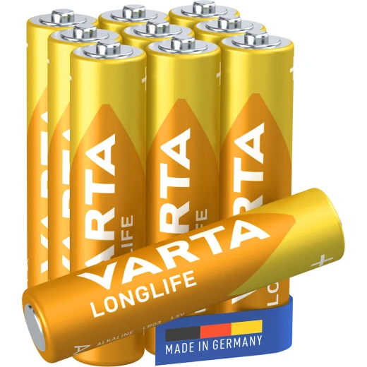 بطاريات VARTA Longlife AAA LR03، عبوة 10 قطع، 1.5 فولت، طاقة طويلة الأمد للأجهزة منخفضة الاستهلاك مثل أجهزة التحكم والساعات والراديو - فارتا - Image 2